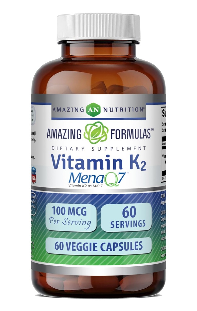 Niezwykłe witaminy K2 Menaq7 MK7 Suplement DEVE 124; 100 Mcg DEVE 124; Veggie Capsules EVE 124; Non-GMO EVE 124; Gluten Free EVE 124; Made in USA (1 Pack, 60 Count)