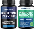 MAV NUTRITION Night Time Fat Burner Kapsułki i Probiotic & Prebiotic Kapsułki 124; Nocny booster metabolizmu dla żołądka tłuszcz spalanie Gut Wsparcie zdrowia 124; Kompleksowe Digestive Wellness