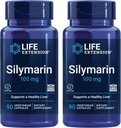 Life Extension Silymarin - Ekstrakt Thistle mleka - Wspiera zdrowie wątroby - Bez glutenu, Nie-GMO, Wegetarianin - Dwa opakowania - 2 x 90 Kapsułki