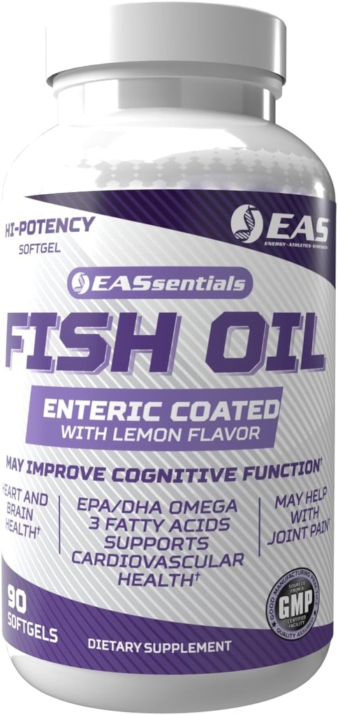 Experimental and Applied Sciences High Potency Fish Oil Acids 124; EPA + DHA Omega- 3s Fatty Acids for Heart & Brain Health Acids 124; Gluten Free, Non GMO Acid 124; Enteric Coated with Lemon Flavor Acids 124; 90 Softgels