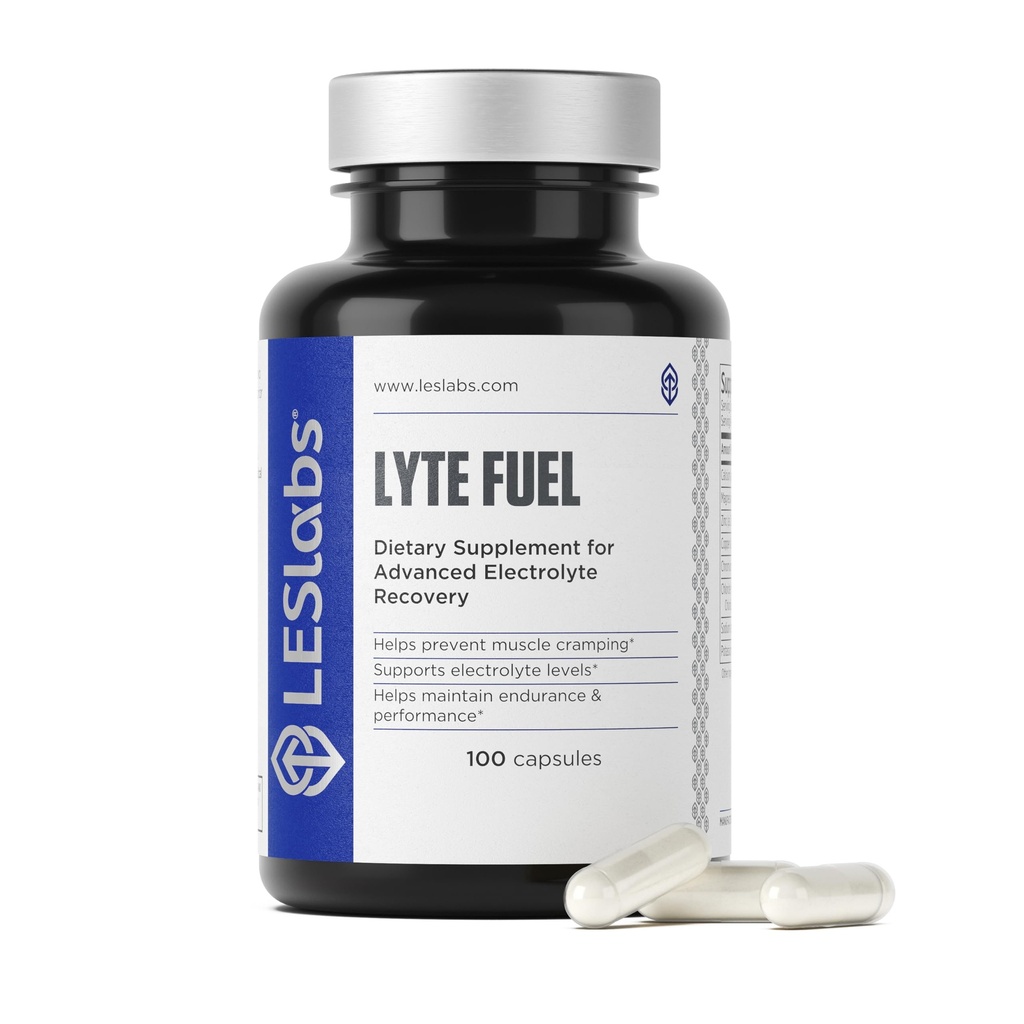 LES Labs Lyte Fuel - Zamiennik elektrolitów, Endurance, Performance, Skurcze mięśni i Keto Support - Magnez, Cynk, Potas i Chrom - Suplement Non-GMO - 100 Kapsułki