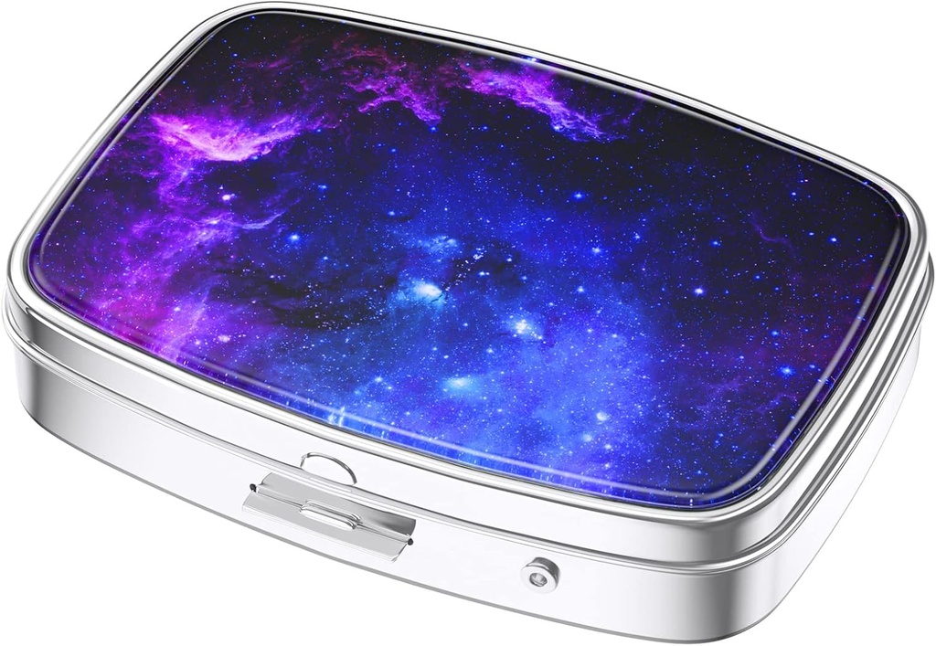 Nipichsha Pill Box, Mały piórnik do torebki i kieszeni, Cute Travel Medicine Organizator, Przenośny pojemnik na leki do przechowywania witamin, Leki, Olej rybny i suplementy, Starry Night