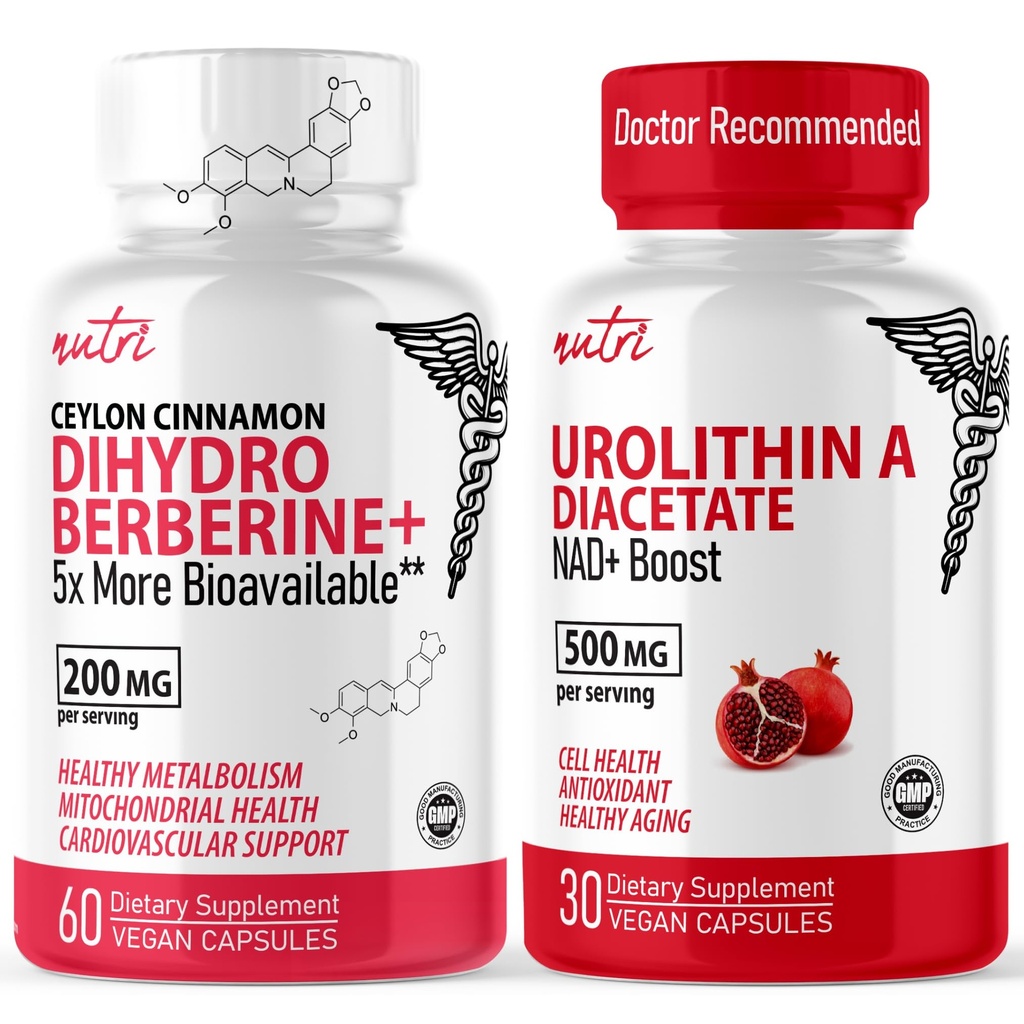 Fuzje natury Nutri Dihydroberberina (60 Kapsułek) & Urolityna A Dioctan 500mg Suplement booster energetyczny
