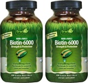 Irwin Naturals Biotin- 6000- 60 Płynne Soft- żele, Opakowanie 2 - Podtrzymuje wytrzymałość i ochronę włosów i paznokci - z Avocado Oil, Olej kokosowy, Luteina i Zeaksantyna - 60 Służenie ogółem