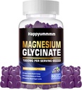 Glucynian magnezu Gummies 1000mg - Suplement potasu bez cukru Magnezu z witaminą D, B6, CoQ10 dla uspokojenia nastrojów i wsparcia snu - 60 Gummies z jagodami