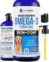 Omega 3 Olej rybny dla psów - Lepsze niż olej z łososia - Dog Fish Oil Supplement to Reduce Shedding & Swędzenie - Pomaga Joints, Mózg i Heart Health - Skin and Coat Supplement - Płynny olej rybny