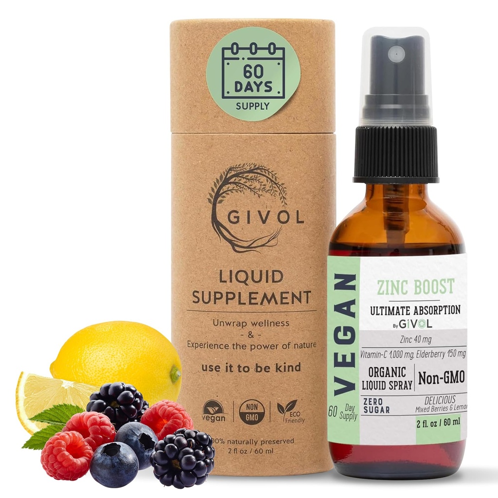 Organic ZINC Boost Mist 40 mg (dodatkowa siła) - Sugar Free with Vit C and Elderberry Extract - Vegan Liquid Spray for Kids and Adult - Easy Absorption - Non-GMO - (60 ml) 60 Day Supply