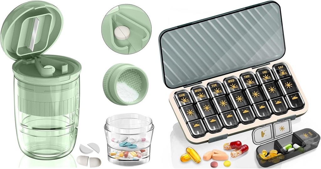Pill Organizator 3 razy dziennie - Globale Cotygodniowy Pill Organizator 3 razy dziennie, Duży Pill Box 7 Day Medicine Organizer Pill Case, Pill Container Holder, Daily Pill Box 3 razy Dzień, dla witaminy, Biały
