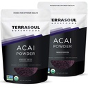 Terrasoul Superfoods Organic Acai Berry Powder, 4 Oz (Pack of 2), Freeze- Suszony dla świeżości, Omega Tłuszcz Boost dla Smoothie Bowls, i Antyoksydant- Packed Superfoods Przepisy