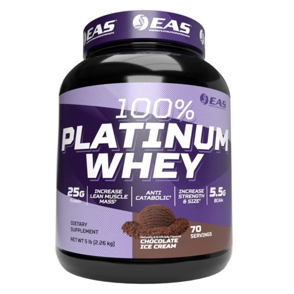 EAS 100% Platyny 124; 3 Białka serwatki Ultra- Platinum 124; Zwiększyć rozmiar i siłę 124; 25 g Białko, 5,5g BCAA 124; 5 funtów (czekoladowe lody)