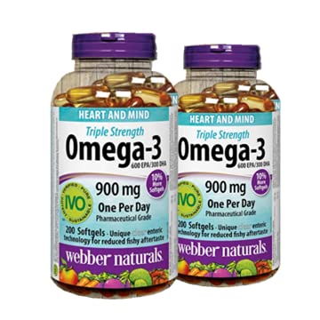 Webber Naturals Triple Force Omega-3 900mg 200 softgeli x 2 (2 butelki)
