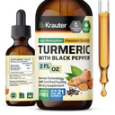 BIO KRAUTER Turmeric Supplement Tincture - 1200 mg kurkuminy kurkuminy z Black Pepper Extract - Alkohol i cukier wolny - Vegan Drops 2 Fl.Oz.