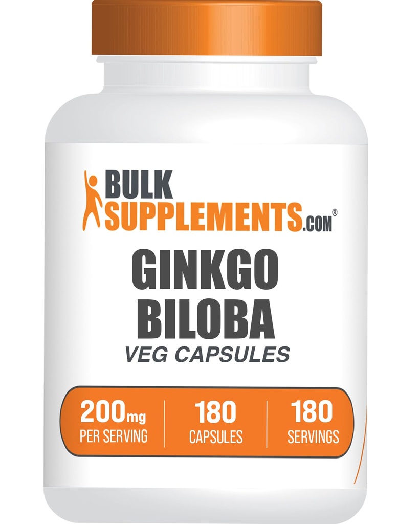 BulkSupplements.comginkgo Biloba Extract Kapsułki - Ginkgo Biloba Sourced z liści, Herbal Supplement - Wegan, 1 Kapsułka na Serving, 180 Ilość (Opakowanie 1)