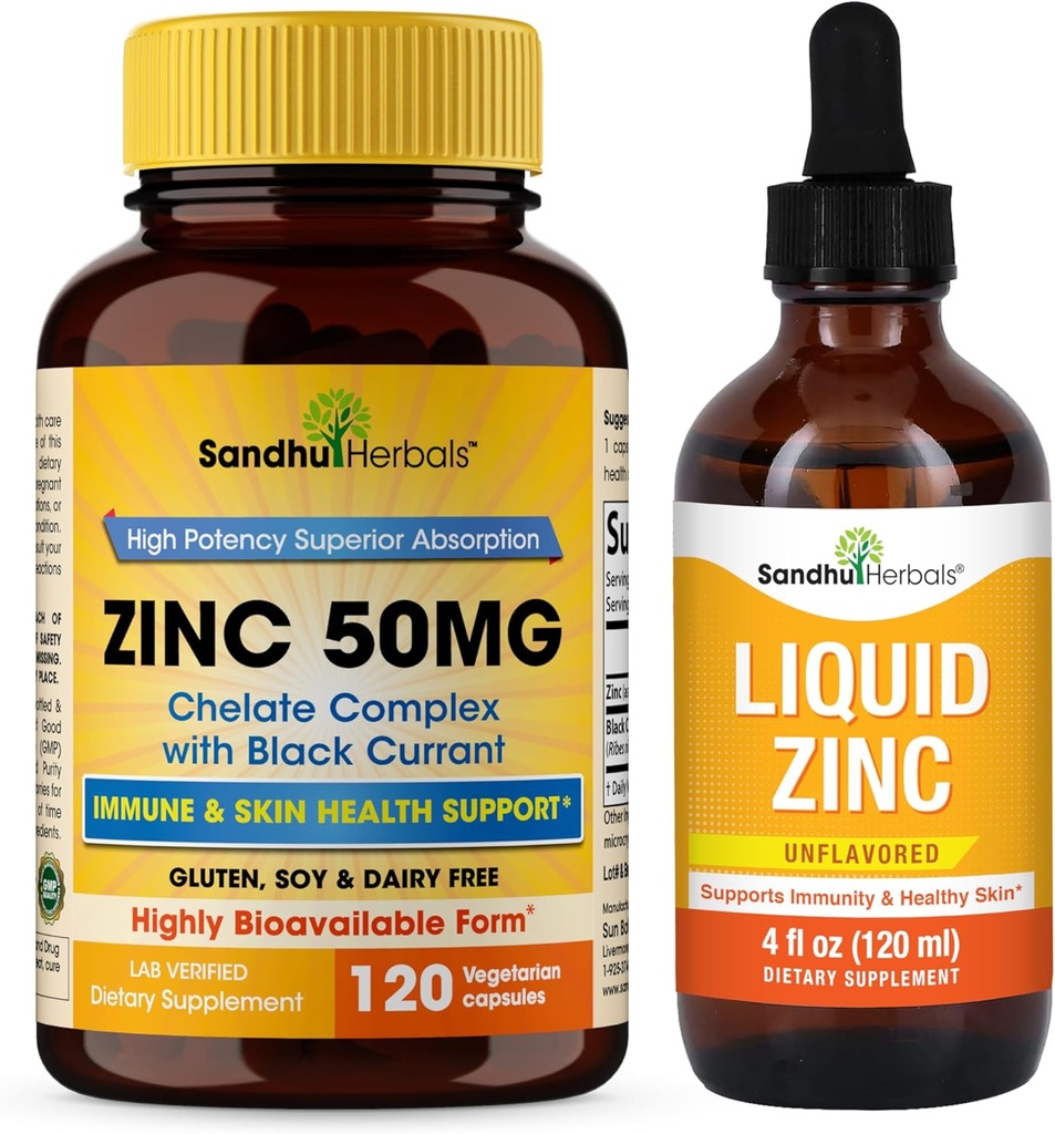 SANDHUHERBALS Cynk 50 mg Kapsułki Pęcherzyk z płynnych kropli cynku 124; Wspiera immunologiczne i skóry zdrowia