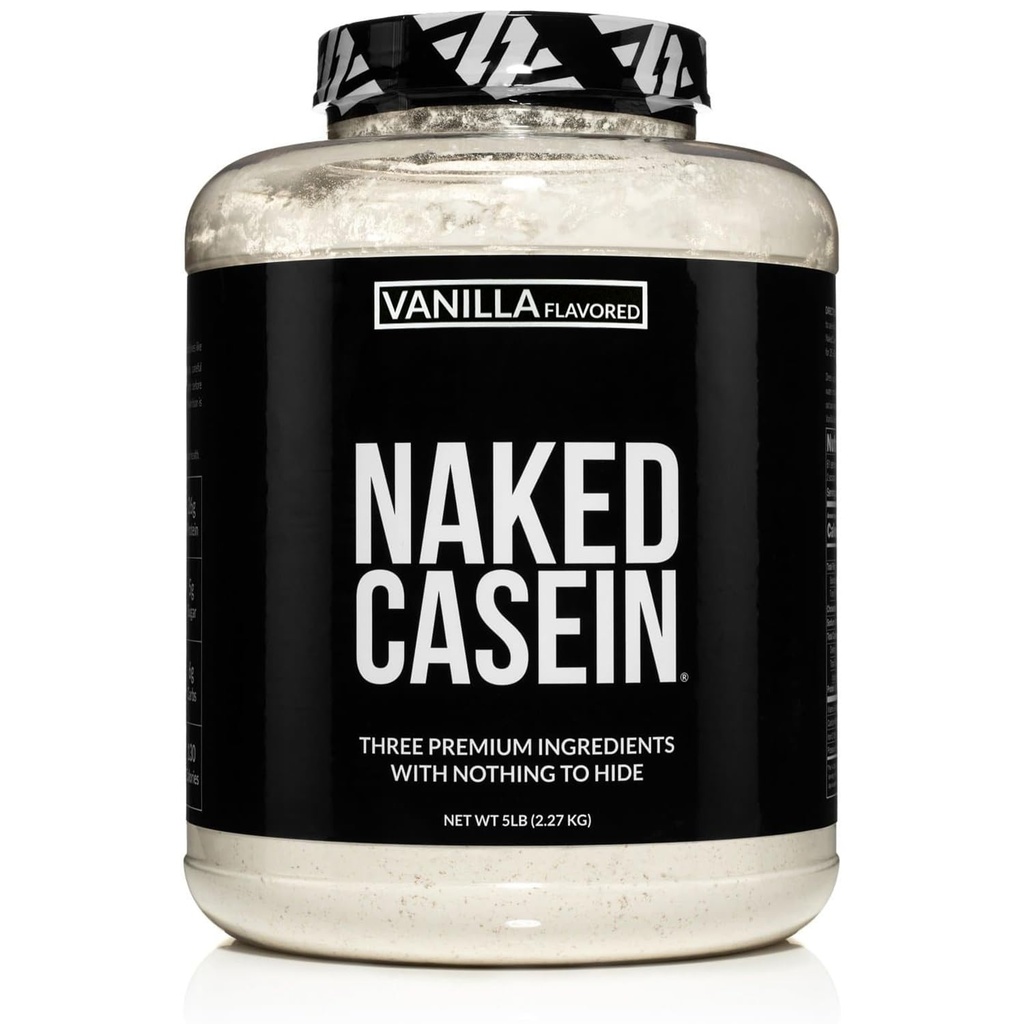 NAKED Casein - Vanilla Micellar Casein Protein - 5 funt luzem, GMO-, Gluten- Free, Soy- Free, Preservative- Free - Stymulacyjny wzrost mięśni - Poprawa odzyskiwania - 61 Sługi