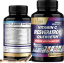 Organic Cadane Resveratrol Supplement - 12in1 Mieszane z VIT.C, Quercetin, Berberine, Turmeric, Green Tea & More - 90 Kapsułki 3 Miesiąc