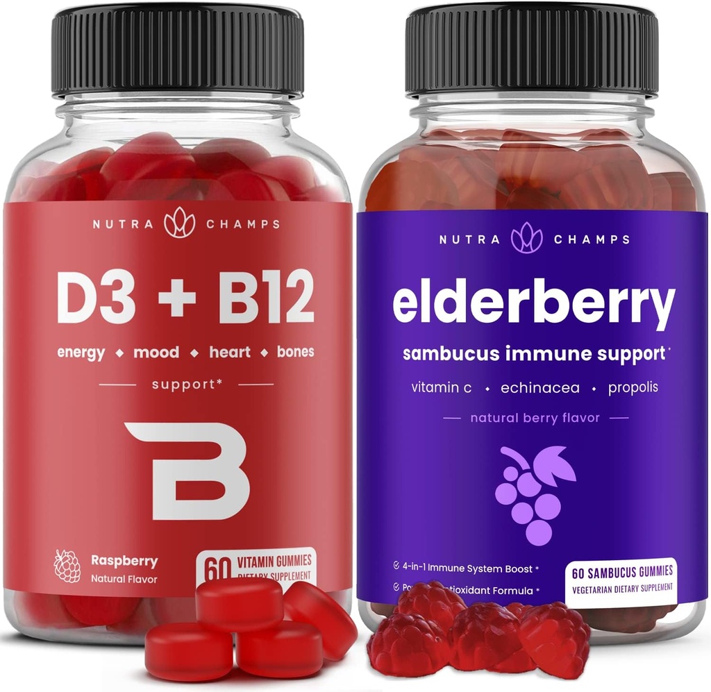 NutraChamps Witamina B12 Gummies i Gummeje Elderberry Bundle