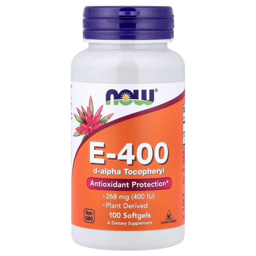 Now Foods - Witamina E D Acetat tokoferylowy 400 IU - 100 Softgels