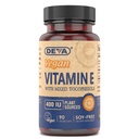 DEVA Wegan Witaminy Naturalna Witamina E 400j.m. z mieszanymi Tokoferolami, Wspiera system immunologiczny i odżywianie skóry, Naturalny przeciwutleniacz i Gluten Free, Bezmleczny, Non-GMO, 90 Kapsułki
