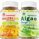 LILICARE Sugar Free Omega 3 Fatty Acid 2000mg With 640mg DHA & 290mg EPA, Multivitamina, CoQ10, Astaksantyna + Gummies wypełniony imbirem dla Nudności - Ultra Absorpcja dla wsparcia pokarmowego