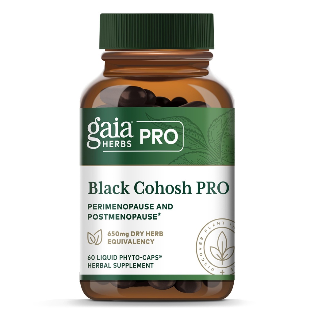 GAIA HERBS PRO Black Cohosh PRO - Healthy Perimenopause & Post Menopauza Supplement Supplement * - Women 's Health Supplement with Black Cohosh Root Extract - Vegan - 60 Liquid Phyto- Caps (60 Servings)