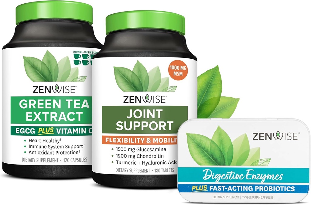 Zenwise Health Green Tea Extract, Wspólne wsparcie, Free Travel Size Enzymes