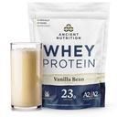Ancient Nutrition Grass Fed Whey Protein, 23 g Protein, Hydrolizowane Peptydy Kolagenowe, Organic Regenerative A2 / A2 Milk Protein (35 Servings, Vanilla Bean)