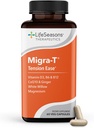 LifeSeasons Migra- T z Relieve- R - Migrena Prevention & Relief Supplement - Wsparcie dla ciężkich bólów głowy - Redukuje lekki dźwięk i czułość zapachu - Feverfew, White Willow, Magnezu Ginger & CoQ10