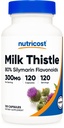 Nutricost Milk Thistle kapsułki 300mg, 120 kapsułek (80% silimaryny) - Bezglutenowe i niezawierające GMO