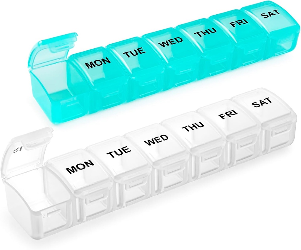 Małe pióro Organizator 2 razy dziennie, 2 Pack 7 dzień pióro Pudełko 1 raz dziennie, Przyjazny dzień Witamina Organizator, Cotygodniowy AM PM pill Case Container