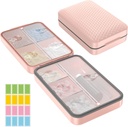 Regree Cotygodniowy Pill Organizer, Magnetic Moisture Proof Pill Case, Duża pojemność Travel Pill Box z wewnętrzną przezroczysty Lid dla witamin, Suplementy i Codzienne Medykacje 8 Komponent (różowy)