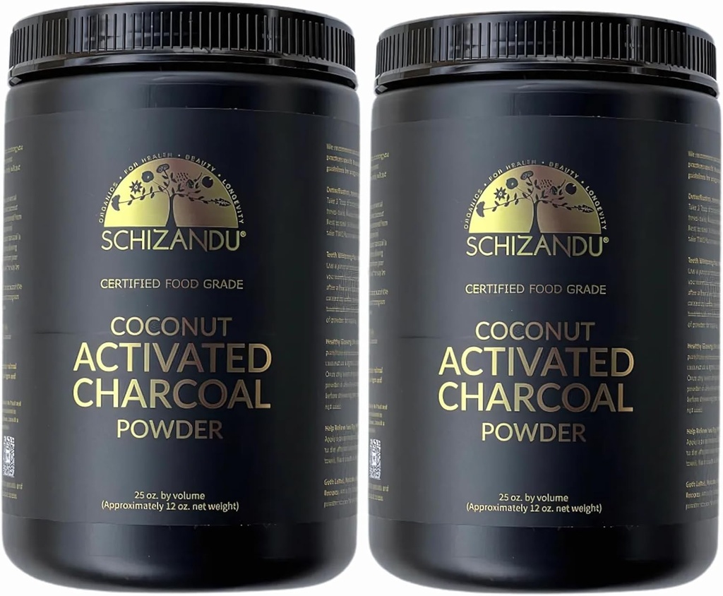 Węgiel organiczny Proszek Aktywowany Węgiel Naturalny, Wegański, Organiczny, GMO Free - Duża butelka 25 oz Proszek - 2pack