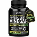 Organiczne Jabłko Cydr Kapsułki Vinegar + Enzymy i Probiotyki (1500mg 124; 120 Kapsułki) Surowiec Jabłko Cydr Pigułki i Fiber Suplement do Gut zdrowia, Wsparcie immunologiczne, Przeżywanie i Detox Czyszczenie