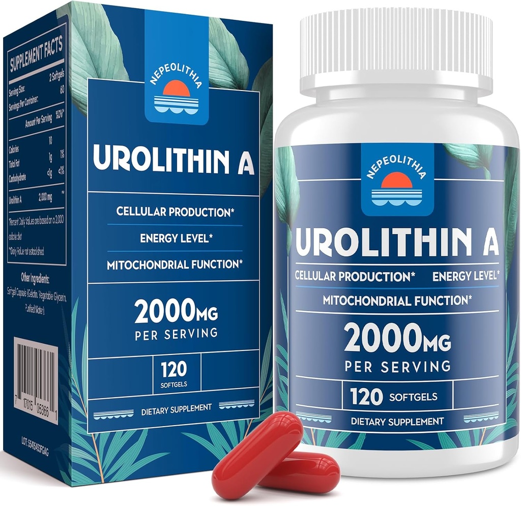 Urolithina A 2000mg, Gluten Free, 120 Softgels