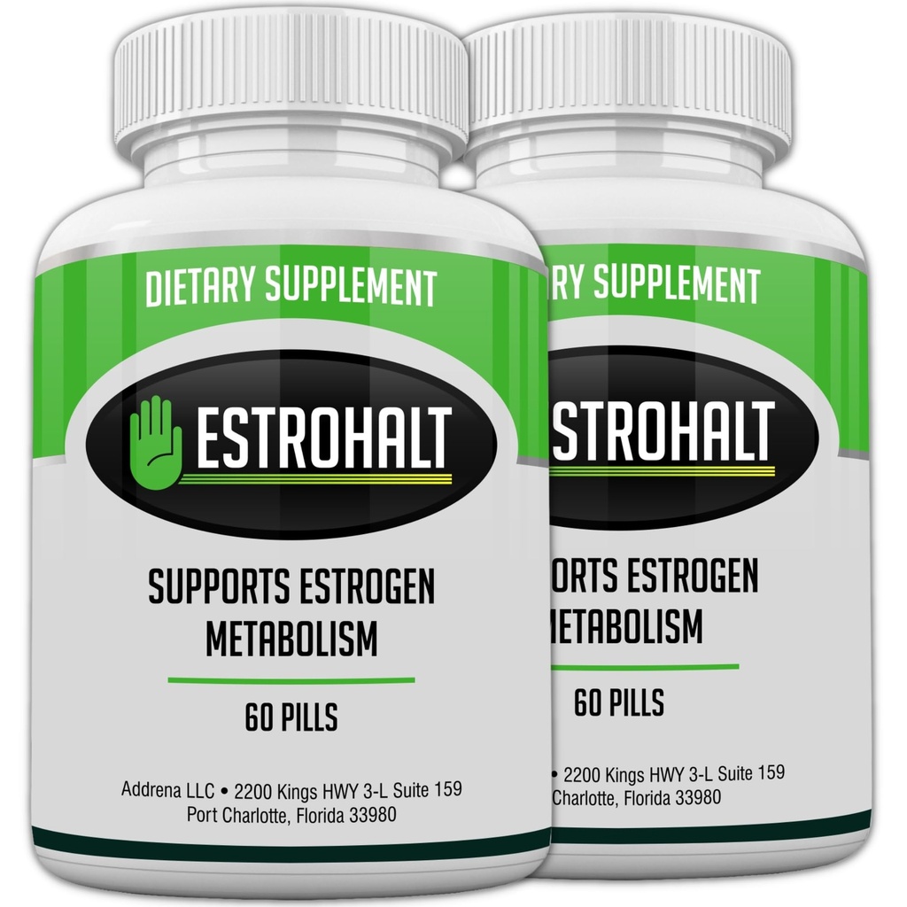 Estrohalt 2 Pack 120 Pill- Najlepszy Estrogen Blocker DIM Supplement (Diindolylmetan) i Indole- 3- Carbinol (I3C) dla kobiet i mężczyzn 124; Natural Aromatase Inhibitor Witamina pomóc PCOS, Menopauza i PMS