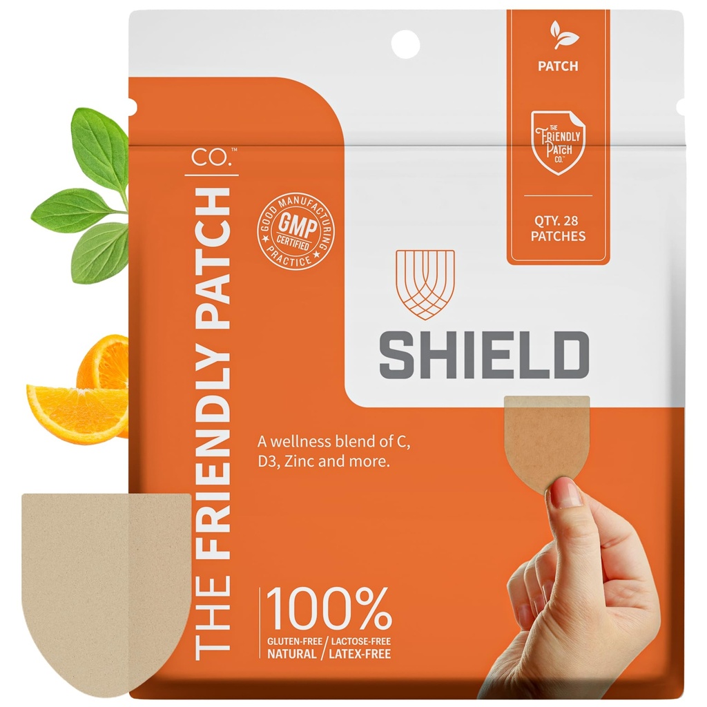 Friendly Patch Shield Immunity Support Patch Agregates 124; Zwilżane immunologiczne boostery dla dorosłych z witaminą D3, C i cynkiem Agregat 124; 28 Immunitet Boost Patches