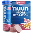 Nuun Sport Electrolyte Tablets z Magnezu, Wapń, Potas, Chlorek i Sód, Gluten Free & Wegan, Owoce cytrusowe, 8 Pack (80 Służenie ogółem)