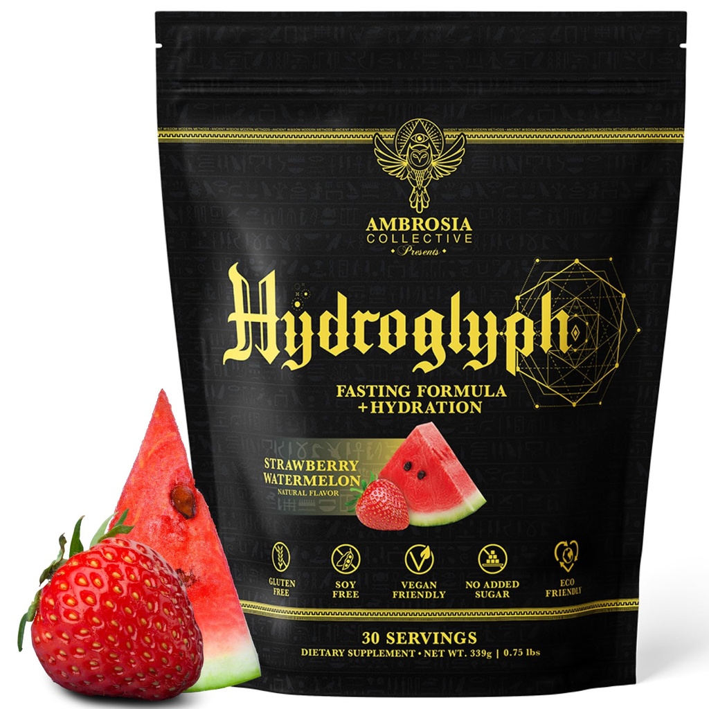 Ambrosia Hydroglyph Intracuting Formula w / BCAA + EAA + Electrolytes Hydration Powder to Protect Lean Muscle, 0g Sugar Post Hydration Drink Mix, Made w / Woda kokosowa (Truskawkowy arbuz)