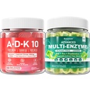 Żywność Enzymy Gummies 1000mg Chewable - Break Down Food Szybko, 90 Miliard CFU, Probiotyczne, Postbiotyczne, Prebiotyczne i Fiber Mieszanka & Witamina ADK Gummies + Suplement cynku magnezu wapnia