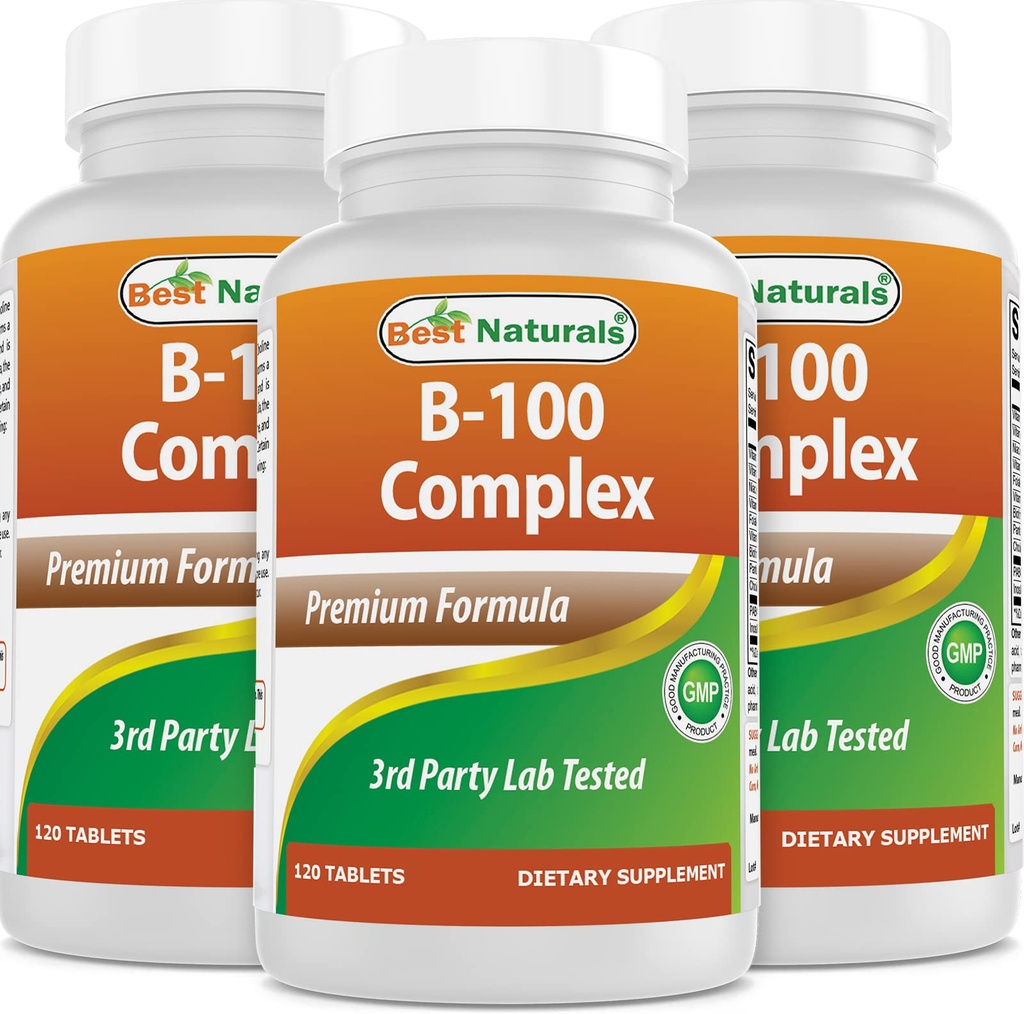 Best Naturals B 100 Complex 120 Tablets (B Complex Vitamin) (120 Count (Pack of 3))
