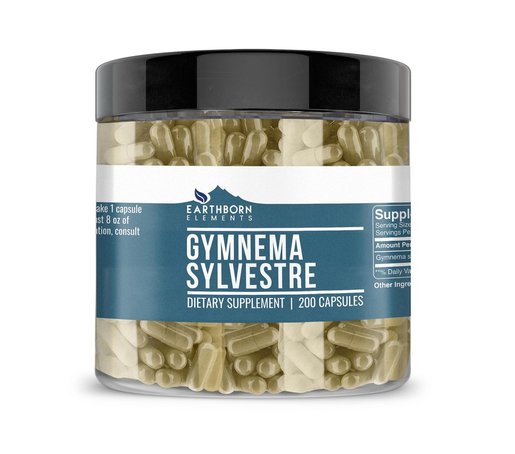 Earthborn Elements Gymnema Sylvestre 200 Kapsułki, Czysty i Nierozcieńczony, Brak dodatków