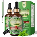 Chlorofil organiczny krople płynne Liposomal dla kobiet i mężczyzn, 6- in-1 Zielone Superfood Wegan Chlorofil w / Spirulina, Trawa pszenna, Witamina C B12 A dla dezodorantu wewnętrznego *, Energia, Digestive, 2Packs / 4 Fl Oz