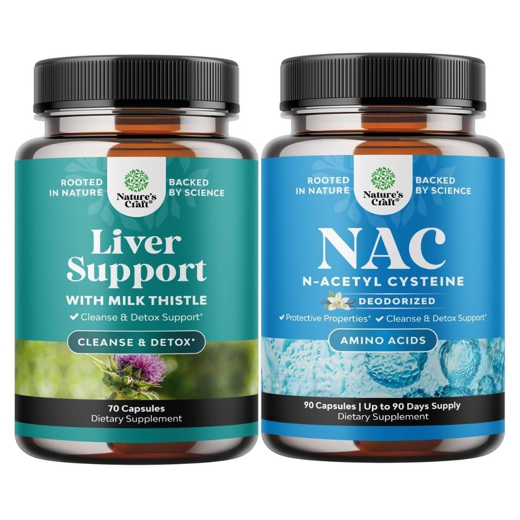 Paleta Detox i Napraw Odkurzacza Wątroby i Suplement NAC N- Acetylo Cysteina 600mg - Herbal Liver Supplement Supplement with Milk Thistle - Wysoka absorpcja NAC 600 mg Kapsułki Glutation