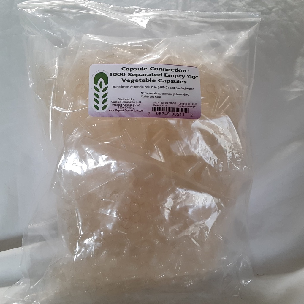 Kapsułka Połączenie 1000 Separated Puste kapsułki warzywne, 00 "Rozmiar, Wegański & Wegetariański resealable Bag