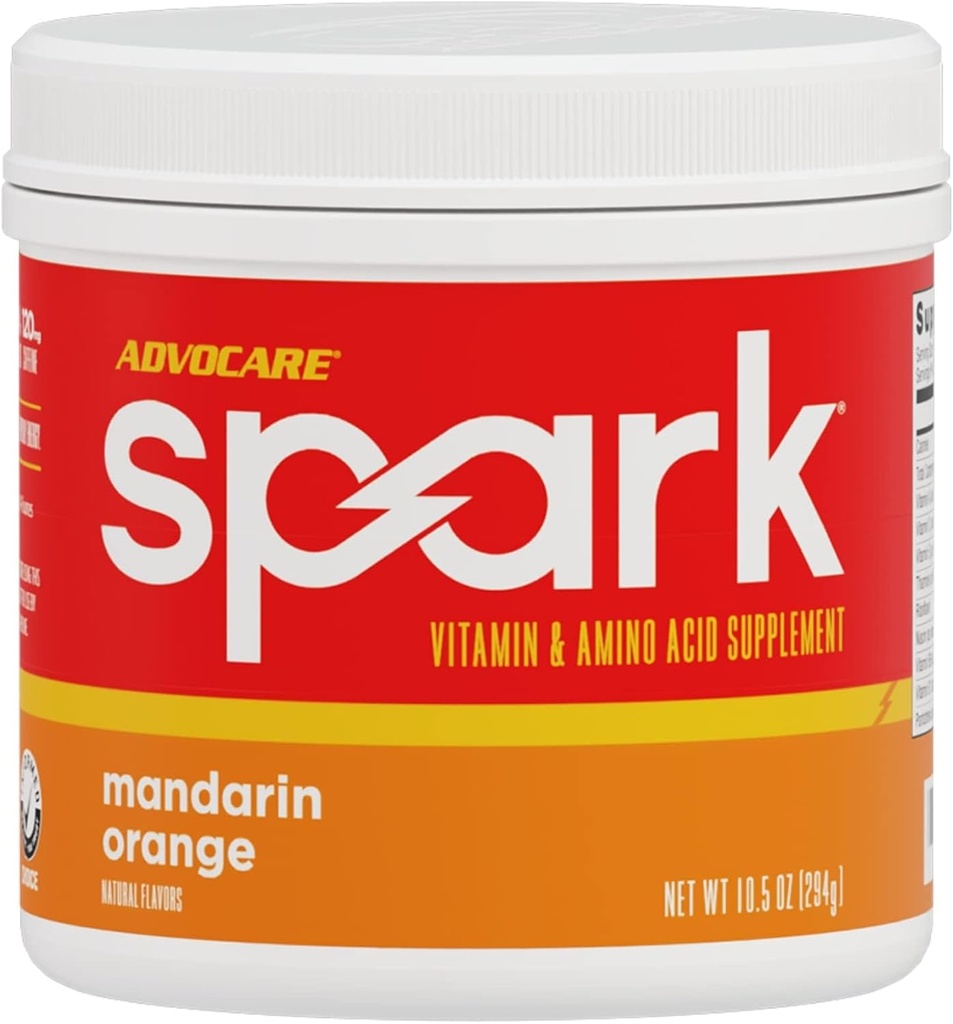 AdvoCare Spark - Energy Drink Mix - Suplement witaminy i aminokwasów - Wsparcie energii i skupienia - Przenośne wsparcie immunologiczne - Bez cukru - Mandarin Orange (10.5 oz)