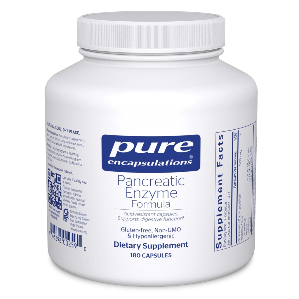 Pure Encapsulations Pancreatic Enzym Formula - Żywność Enzymy do trawienia - Wzmocnienie Gut Health * - ukierunkowane dostawy kapsułki - Gluten Free & Non-GMO - 180 kapsułki