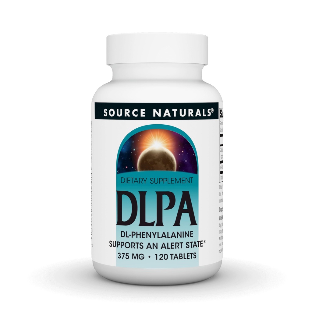 Źródło Naturals DLPA DL- Fenyloalanina, Wspiera stan alarmowy * - 375 mg - 120 tabletek