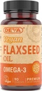 Deva Vegan Vitamin Flax Seed Oil, 500 MG, Vegan, 90 Vcap (4 opakowania)