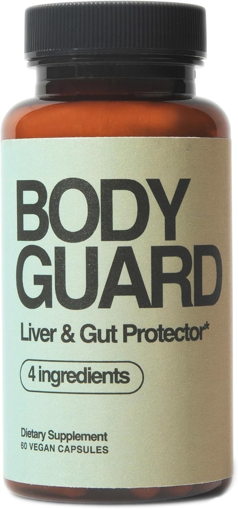 Bodyguard Liver Detox & Gut Health, Setria ® Liposmal Glutathione 250mg, Master Antioksydant, Post- Celebration Formuła, Red Flush Support, Wegan, Gluten Free, Made in USA, 4 Składniki, 60 Kapsułki