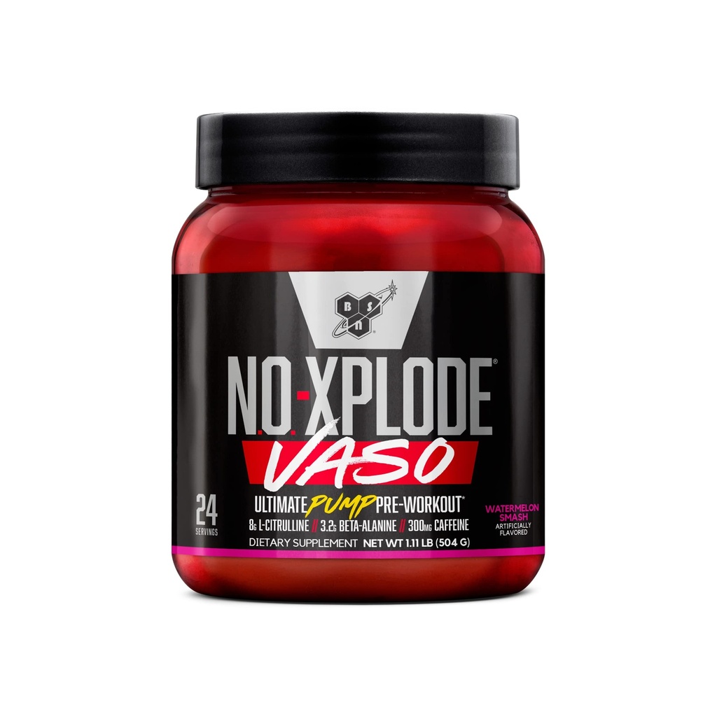 BSN N.O.-XPLODE Vaso Pre Workout Proszek z 8g L- Citrulina i 3,2g Beta- Alanina i Energia, Flavor: Arbuz Smash, 24 Służenia